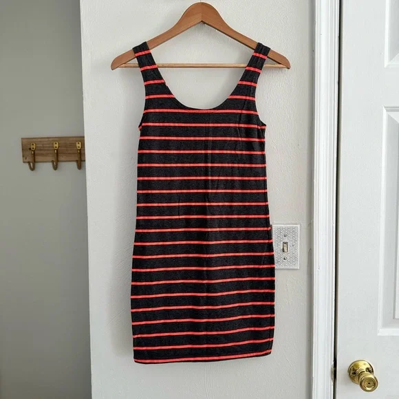 h&m striped bodycon dress 80s Tower Black Long Sleeve Mini Dress Size M – CRITERIA VINTAGE main image 1